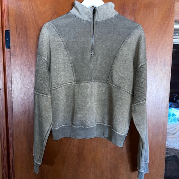 Sage Green Cropped Quarter Zip - Picture 9 of 10